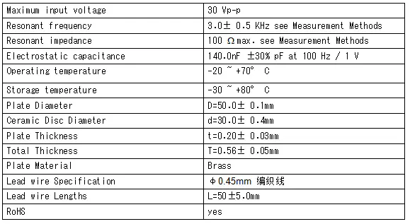 Specification for FTBS-50T-3.0B2-W50