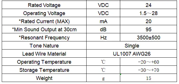 Specification for FYA30B3524W