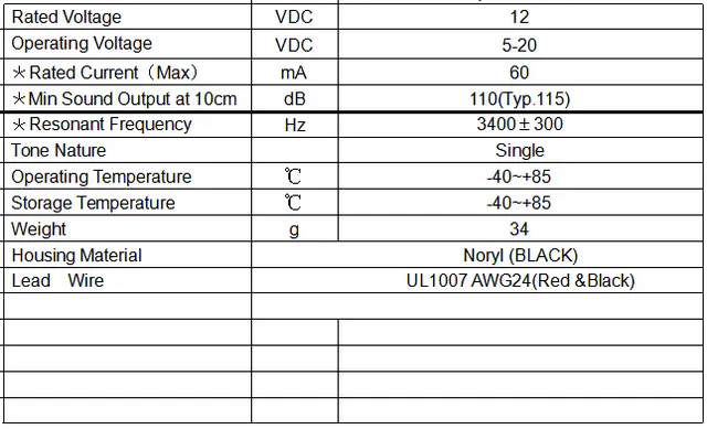 Specification for FYS31BX3412WC30