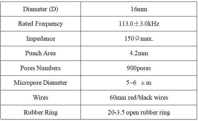 Specification for RYD-16SH-113W60-6UM