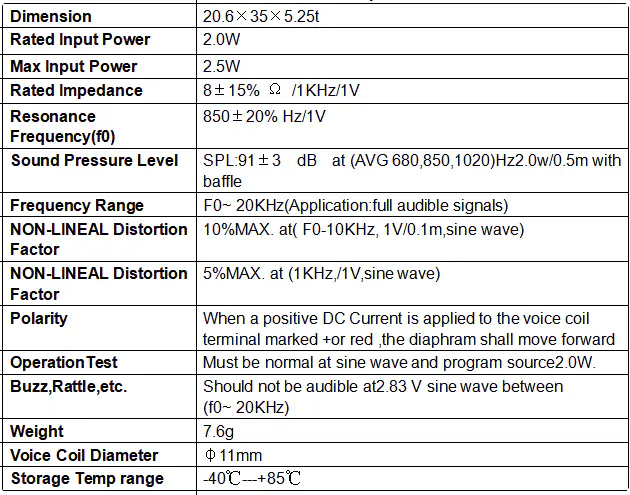 Specification for YDA2035L-8W