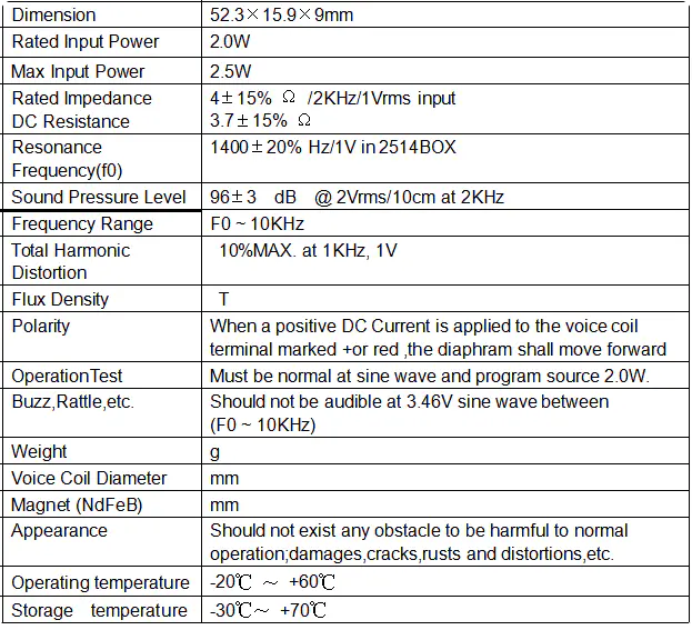 Specification for YDB2514YX-2CP4WC100