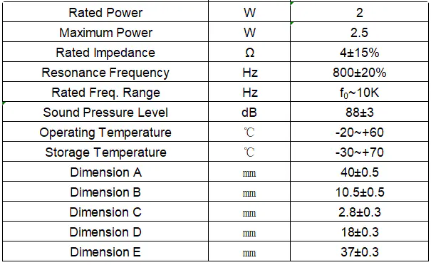 Specification for YDB40M10-2FR4