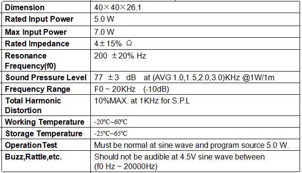 Specification for YDBA40M26-5PU4