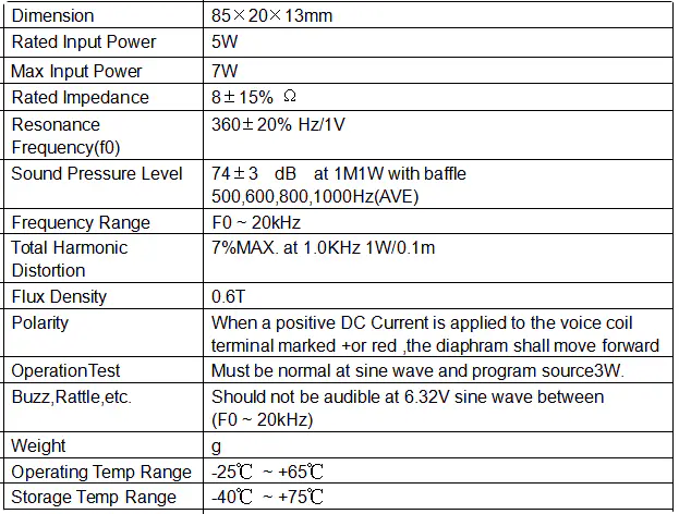 Specification for YDPA2085YX-8A5