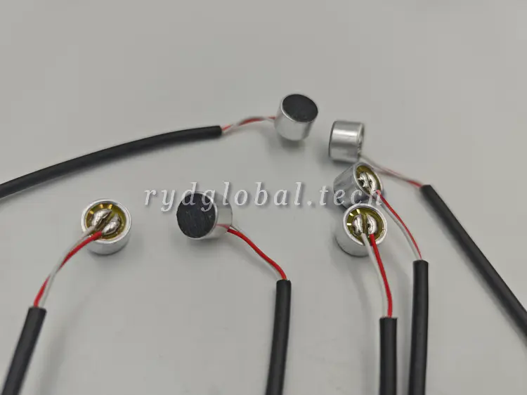 Microphones - ACMQ9465BW-38P03H195 - Φ9.4×6.5mm Shielded-Cable Omni ECM for Automotive Power Electronics